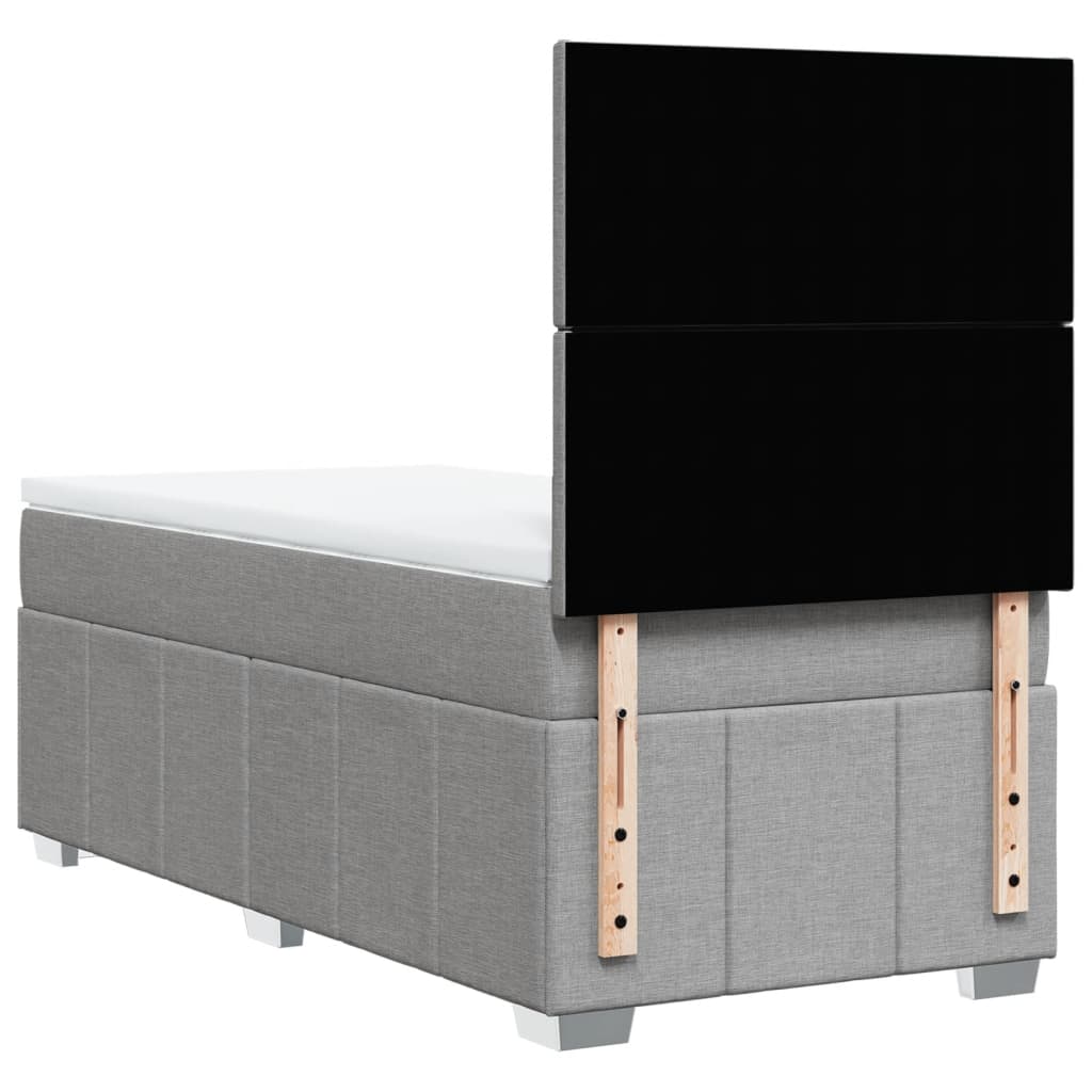 Κρεβάτι Boxspring με Στρώμα Ανοιχτό Γκρι 90x200 εκ. Υφασμάτινο - Pakobazaar