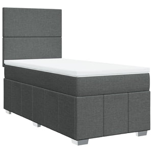 Κρεβάτι Boxspring με Στρώμα Σκούρο Γκρι 90x200 εκ. Υφασμάτινο - Pakobazaar