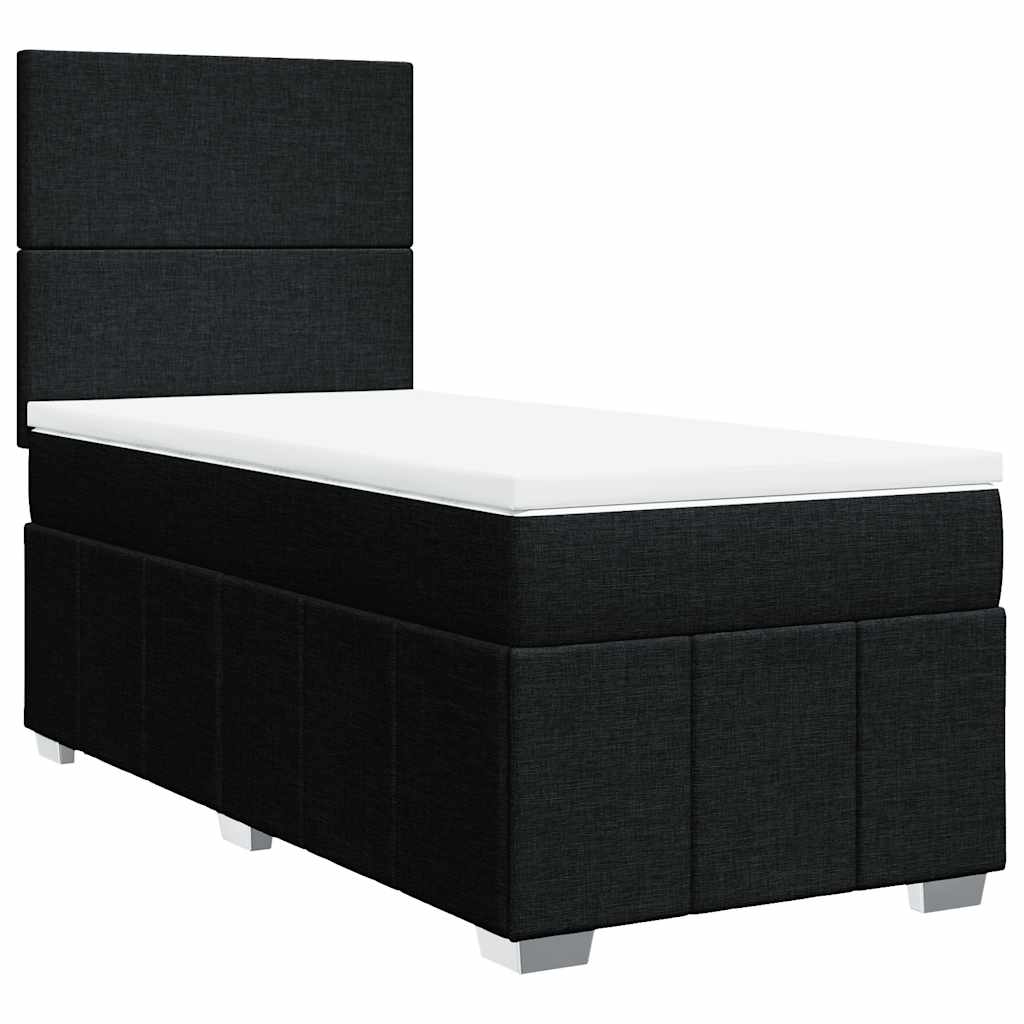 Κρεβάτι Boxspring με Στρώμα Μαύρο 90x200 εκ. Υφασμάτινο