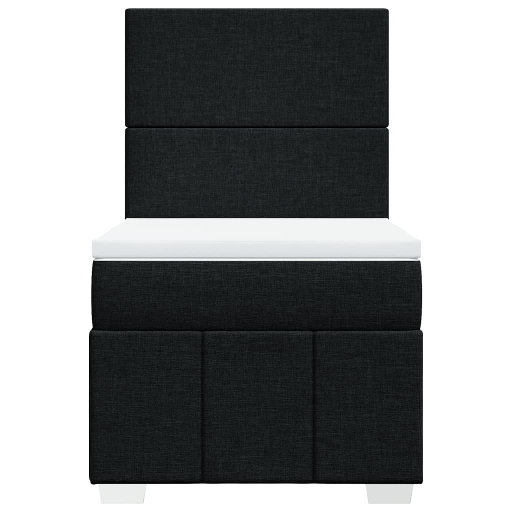 Κρεβάτι Boxspring με Στρώμα Μαύρο 90x200 εκ. Υφασμάτινο