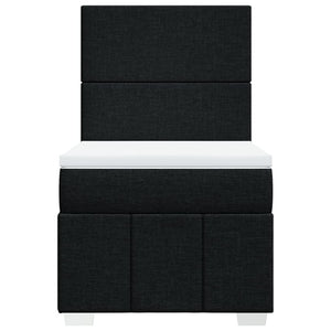 Κρεβάτι Boxspring με Στρώμα Μαύρο 90x200 εκ. Υφασμάτινο - Pakobazaar