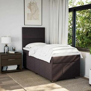 Κρεβάτι Boxspring με Στρώμα Σκούρο Καφέ 90x200 εκ. Υφασμάτινο - Pakobazaar
