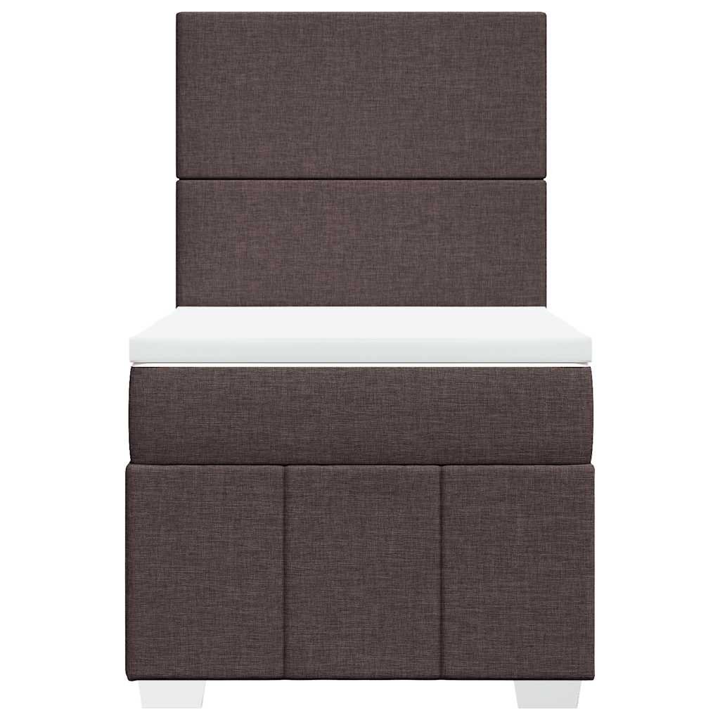 Κρεβάτι Boxspring με Στρώμα Σκούρο Καφέ 90x200 εκ. Υφασμάτινο - Pakobazaar