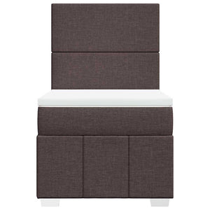 Κρεβάτι Boxspring με Στρώμα Σκούρο Καφέ 90x200 εκ. Υφασμάτινο - Pakobazaar