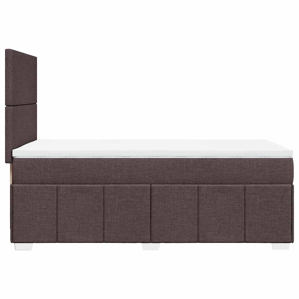 Κρεβάτι Boxspring με Στρώμα Σκούρο Καφέ 90x200 εκ. Υφασμάτινο - Pakobazaar