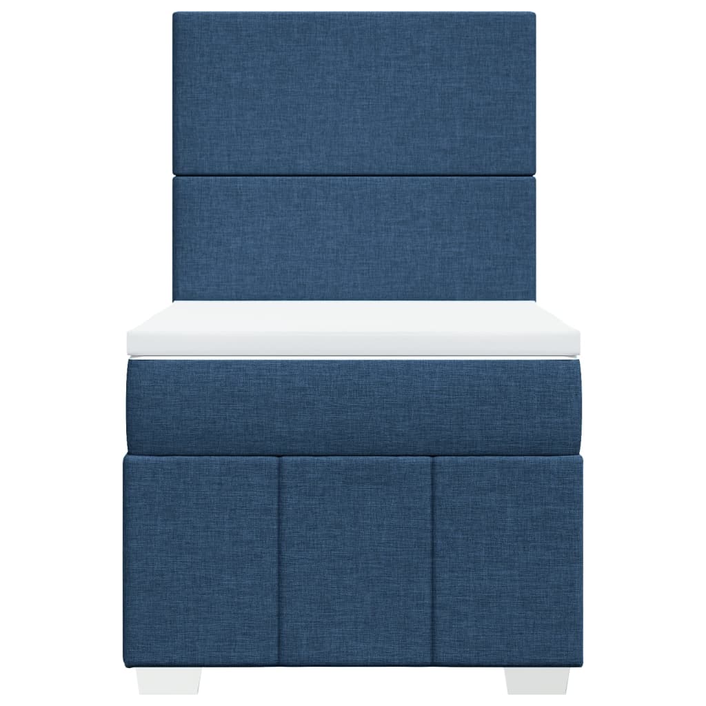 Κρεβάτι Boxspring με Στρώμα Μπλε 90x200 εκ.Υφασμάτινο - Pakobazaar
