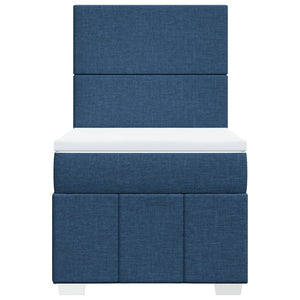Κρεβάτι Boxspring με Στρώμα Μπλε 90x200 εκ.Υφασμάτινο - Pakobazaar