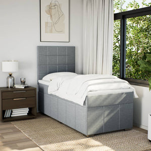 Κρεβάτι Boxspring με Στρώμα Ανοιχτό Γκρι 90x200 εκ. Υφασμάτινο - Pakobazaar