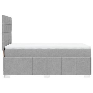 Κρεβάτι Boxspring με Στρώμα Ανοιχτό Γκρι 90x200 εκ. Υφασμάτινο - Pakobazaar