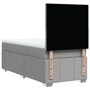 Κρεβάτι Boxspring με Στρώμα Ανοιχτό Γκρι 90x200 εκ. Υφασμάτινο - Pakobazaar