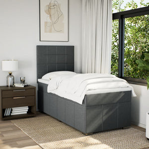 Κρεβάτι Boxspring με Στρώμα Σκούρο Γκρι 90x200 εκ. Υφασμάτινο - Pakobazaar