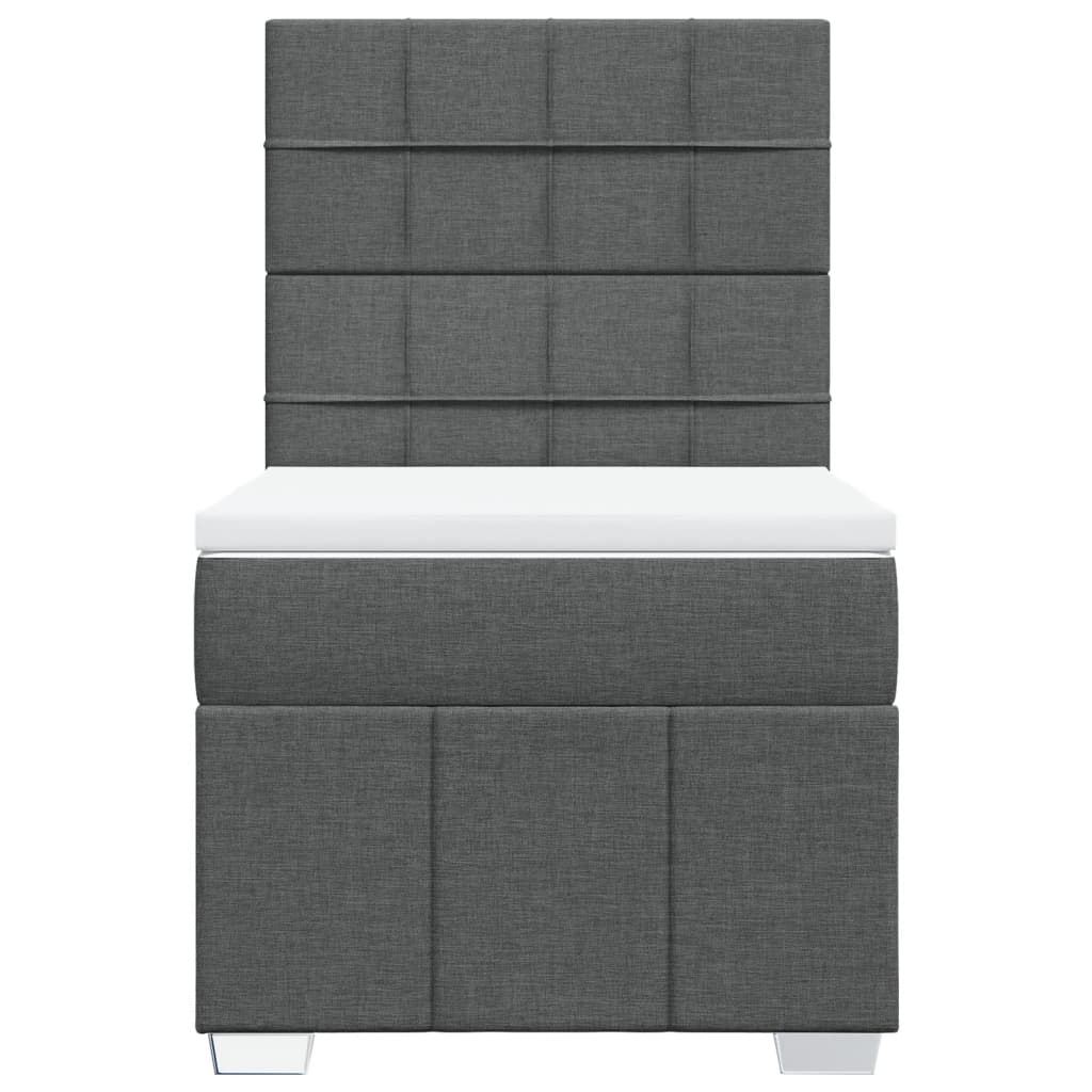 Κρεβάτι Boxspring με Στρώμα Σκούρο Γκρι 90x200 εκ. Υφασμάτινο - Pakobazaar