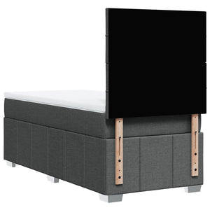 Κρεβάτι Boxspring με Στρώμα Σκούρο Γκρι 90x200 εκ. Υφασμάτινο - Pakobazaar