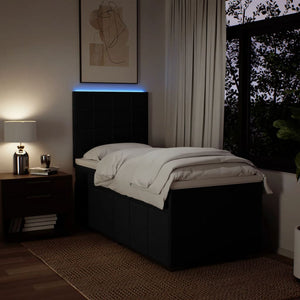 Κρεβάτι Boxspring με Στρώμα Μαύρο 90x200 εκ. Υφασμάτινο - Pakobazaar