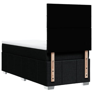 Κρεβάτι Boxspring με Στρώμα Μαύρο 90x200 εκ. Υφασμάτινο - Pakobazaar