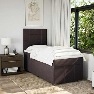 Κρεβάτι Boxspring με Στρώμα Σκούρο Καφέ 90x200 εκ. Υφασμάτινο - Pakobazaar