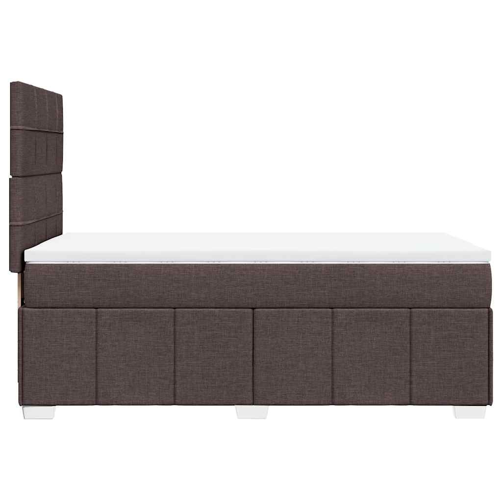 Κρεβάτι Boxspring με Στρώμα Σκούρο Καφέ 90x200 εκ. Υφασμάτινο - Pakobazaar