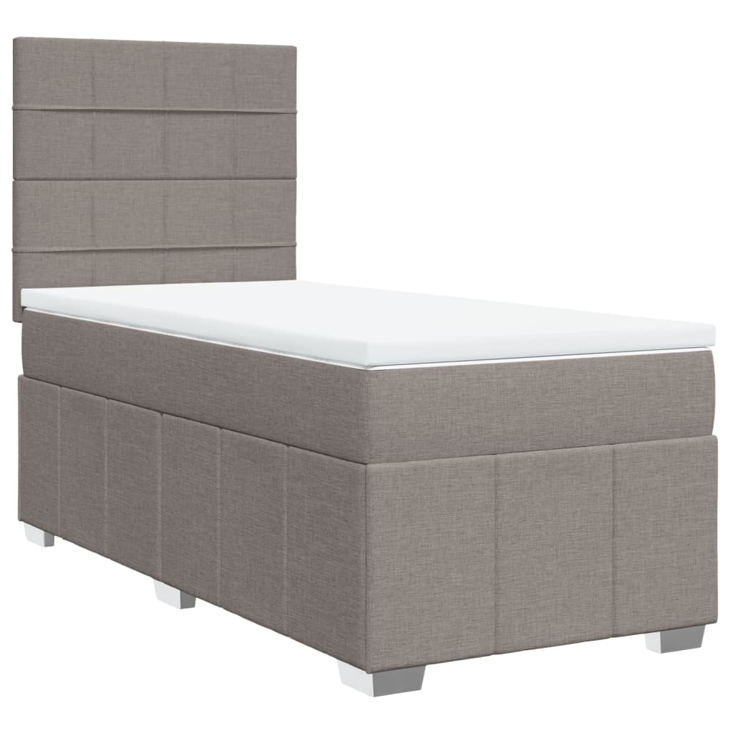 Κρεβάτι Boxspring με Στρώμα Taupe 90x200 εκ. Υφασμάτινο - Pakobazaar