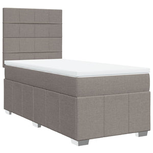 Κρεβάτι Boxspring με Στρώμα Taupe 90x200 εκ. Υφασμάτινο