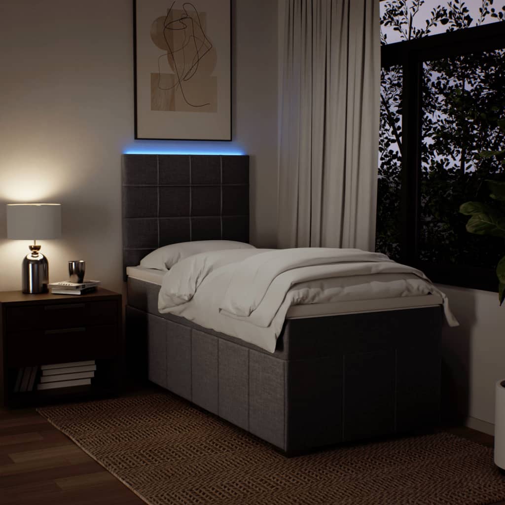 Κρεβάτι Boxspring με Στρώμα Taupe 90x200 εκ. Υφασμάτινο - Pakobazaar