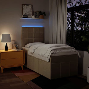 Κρεβάτι Boxspring με Στρώμα Κρεμ 90x200 εκ.Υφασμάτινο - Pakobazaar