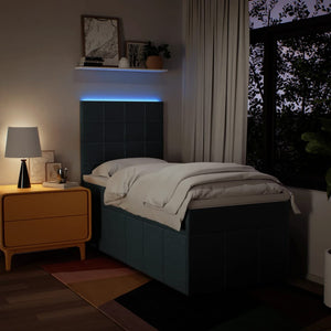 Κρεβάτι Boxspring με Στρώμα Μπλε 90x200 εκ.Υφασμάτινο - Pakobazaar