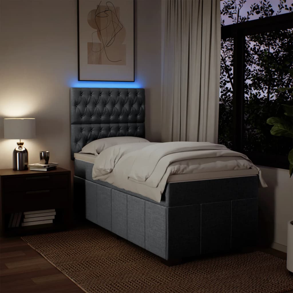 Κρεβάτι Boxspring με Στρώμα Ανοιχτό Γκρι 90x200 εκ. Υφασμάτινο - Pakobazaar