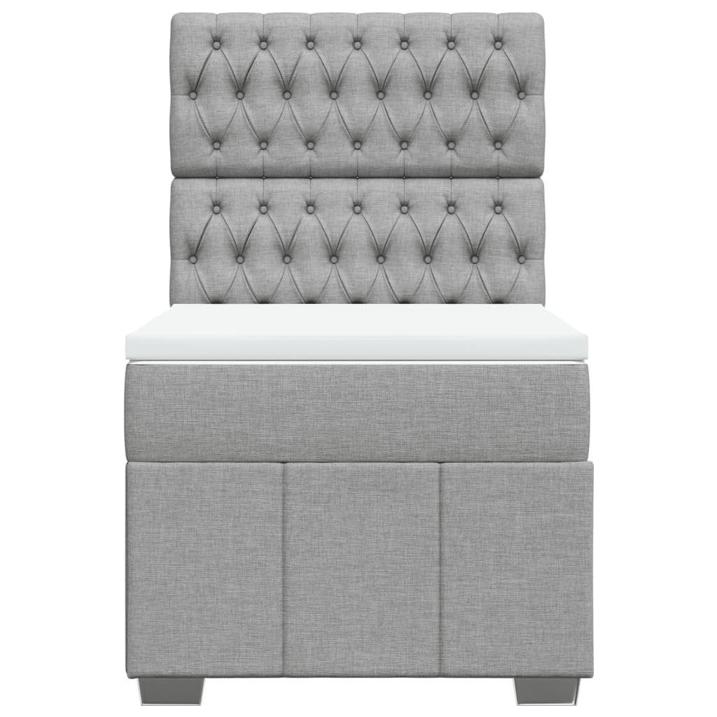Κρεβάτι Boxspring με Στρώμα Ανοιχτό Γκρι 90x200 εκ. Υφασμάτινο - Pakobazaar