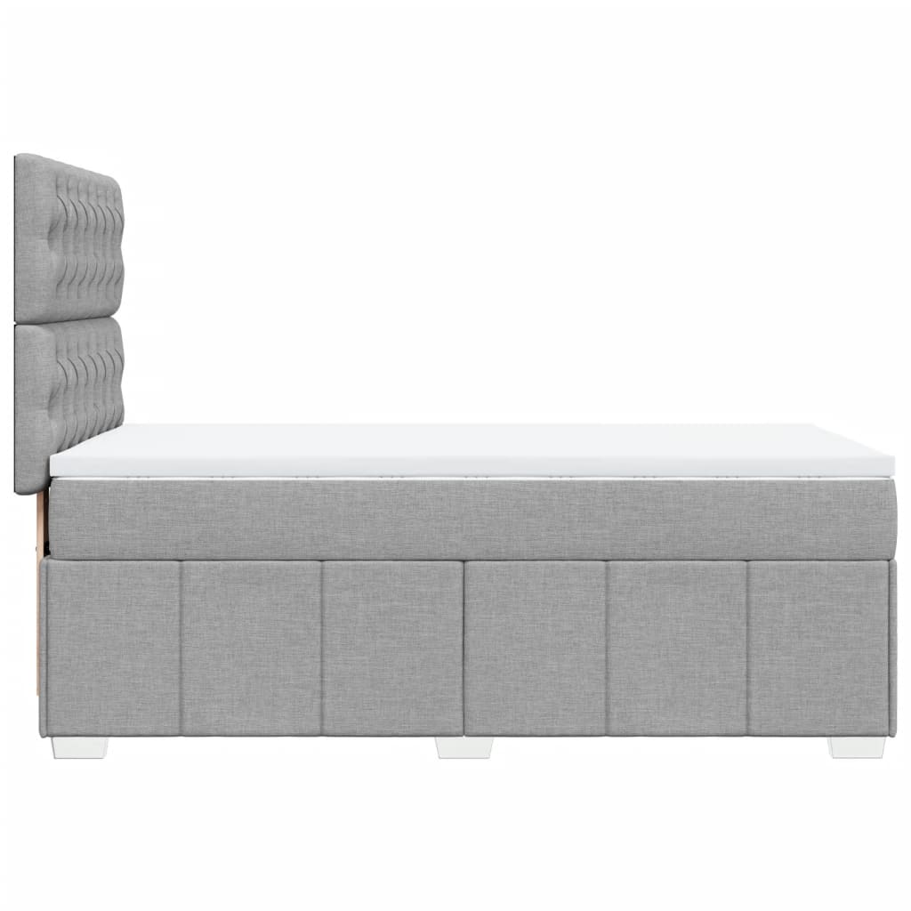Κρεβάτι Boxspring με Στρώμα Ανοιχτό Γκρι 90x200 εκ. Υφασμάτινο - Pakobazaar