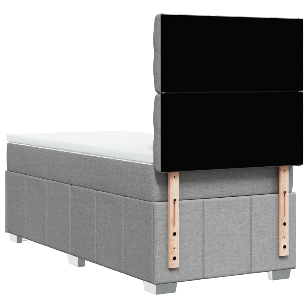 Κρεβάτι Boxspring με Στρώμα Ανοιχτό Γκρι 90x200 εκ. Υφασμάτινο - Pakobazaar