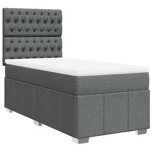 Κρεβάτι Boxspring με Στρώμα Σκούρο Γκρι 90x200 εκ. Υφασμάτινο