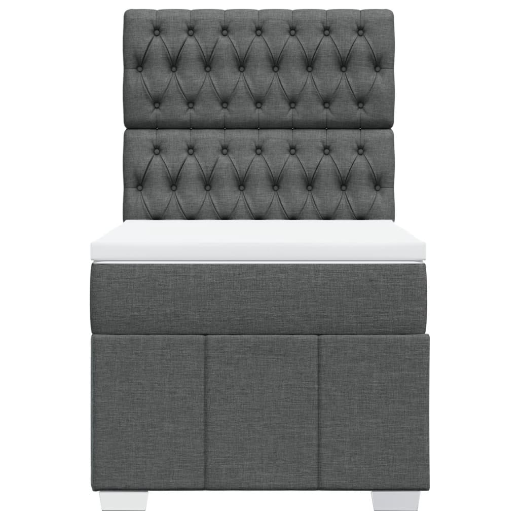 Κρεβάτι Boxspring με Στρώμα Σκούρο Γκρι 90x200 εκ. Υφασμάτινο - Pakobazaar