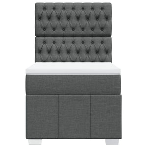 Κρεβάτι Boxspring με Στρώμα Σκούρο Γκρι 90x200 εκ. Υφασμάτινο - Pakobazaar