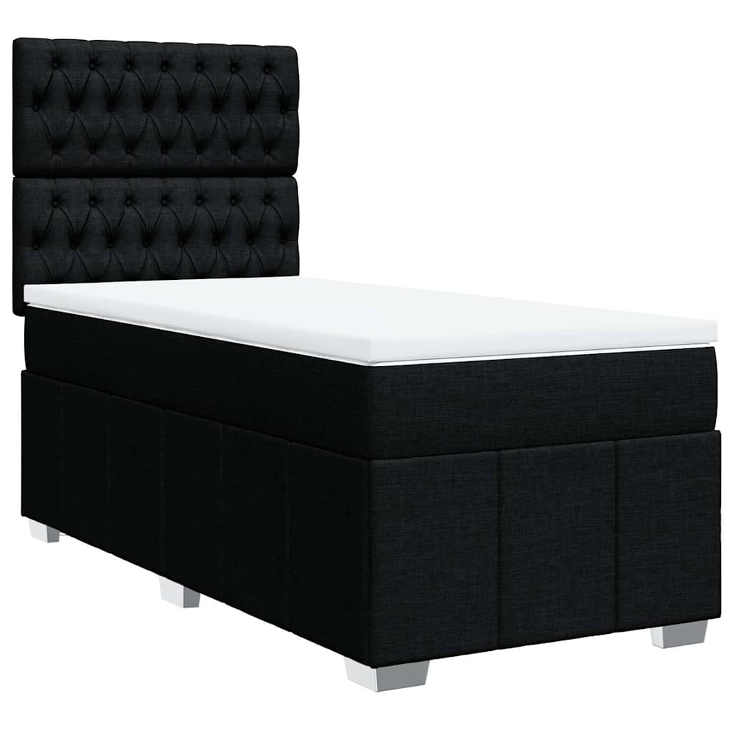 Κρεβάτι Boxspring με Στρώμα Μαύρο 90x200 εκ. Υφασμάτινο