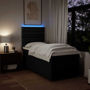 Κρεβάτι Boxspring με Στρώμα Μαύρο 90x200 εκ. Υφασμάτινο - Pakobazaar