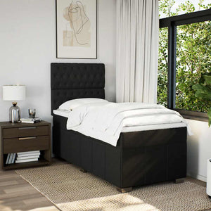Κρεβάτι Boxspring με Στρώμα Μαύρο 90x200 εκ. Υφασμάτινο - Pakobazaar