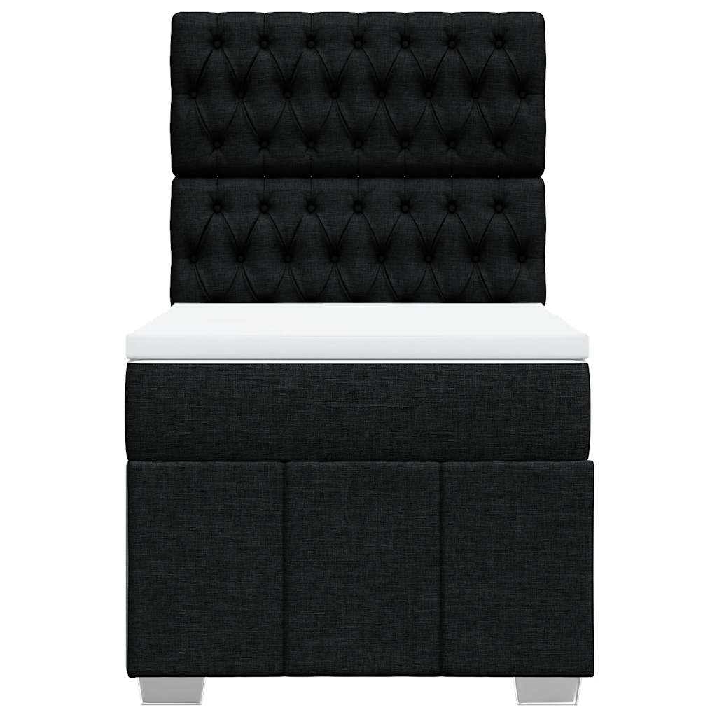 Κρεβάτι Boxspring με Στρώμα Μαύρο 90x200 εκ. Υφασμάτινο