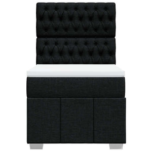 Κρεβάτι Boxspring με Στρώμα Μαύρο 90x200 εκ. Υφασμάτινο - Pakobazaar