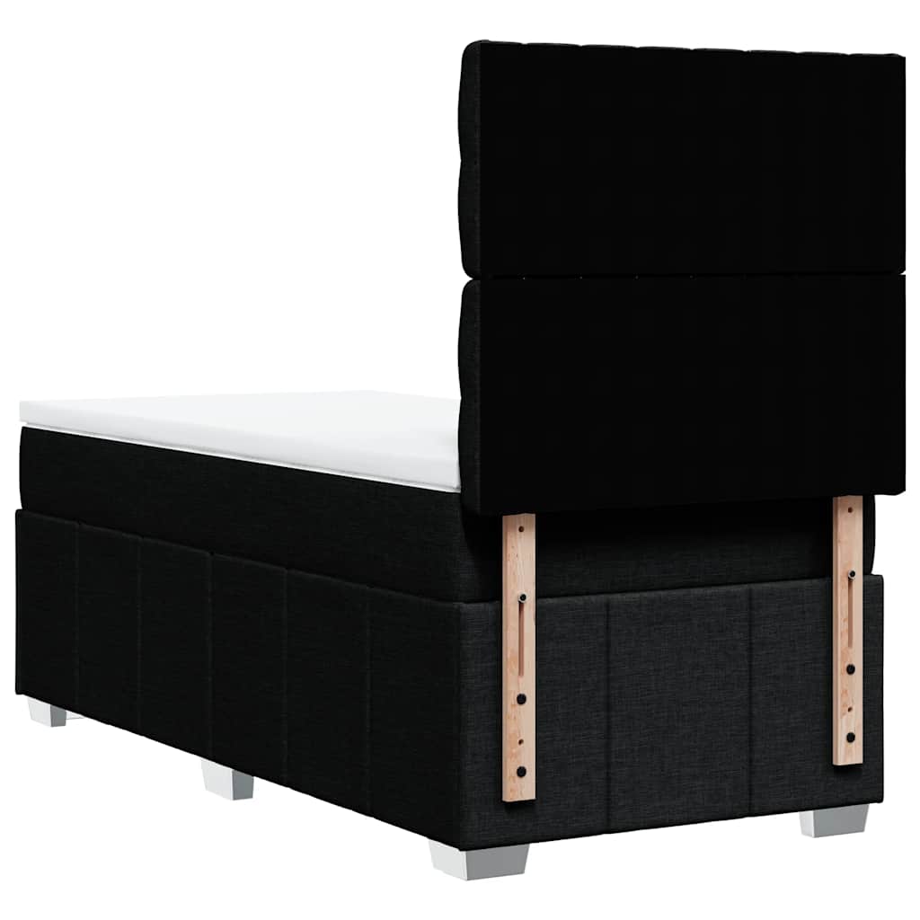 Κρεβάτι Boxspring με Στρώμα Μαύρο 90x200 εκ. Υφασμάτινο