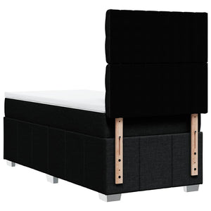 Κρεβάτι Boxspring με Στρώμα Μαύρο 90x200 εκ. Υφασμάτινο - Pakobazaar