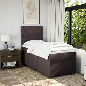 Κρεβάτι Boxspring με Στρώμα Σκούρο Καφέ 90x200 εκ. Υφασμάτινο - Pakobazaar