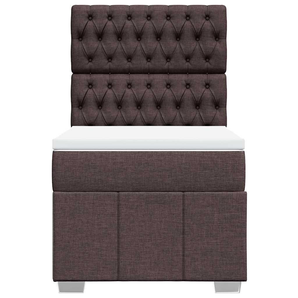 Κρεβάτι Boxspring με Στρώμα Σκούρο Καφέ 90x200 εκ. Υφασμάτινο - Pakobazaar