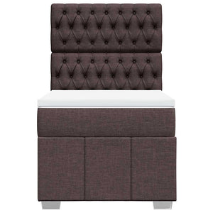 Κρεβάτι Boxspring με Στρώμα Σκούρο Καφέ 90x200 εκ. Υφασμάτινο - Pakobazaar