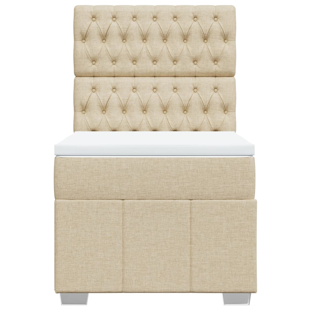 Κρεβάτι Boxspring με Στρώμα Κρεμ 90x200 εκ.Υφασμάτινο - Pakobazaar