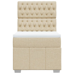 Κρεβάτι Boxspring με Στρώμα Κρεμ 90x200 εκ.Υφασμάτινο - Pakobazaar