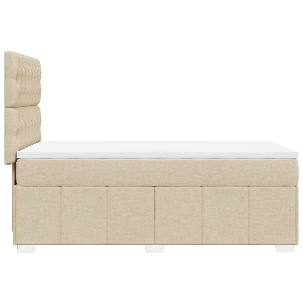 Κρεβάτι Boxspring με Στρώμα Κρεμ 90x200 εκ.Υφασμάτινο - Pakobazaar