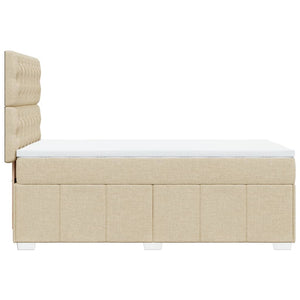 Κρεβάτι Boxspring με Στρώμα Κρεμ 90x200 εκ.Υφασμάτινο - Pakobazaar
