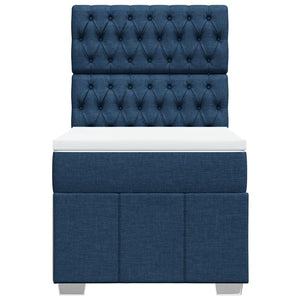Κρεβάτι Boxspring με Στρώμα Μπλε 90x200 εκ.Υφασμάτινο - Pakobazaar