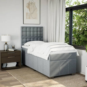 Κρεβάτι Boxspring με Στρώμα Ανοιχτό Γκρι 90x200 εκ. Υφασμάτινο - Pakobazaar