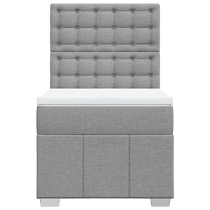 Κρεβάτι Boxspring με Στρώμα Ανοιχτό Γκρι 90x200 εκ. Υφασμάτινο - Pakobazaar